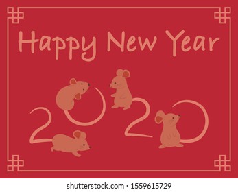 Chinese New Year 2020 Cute Rat Mouse Zodiac Character Vector Illustration Cartoon Greeting Card