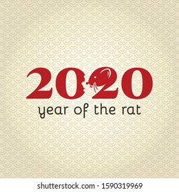 Chinese New Year 2020. Greeting card. Rat, traditional symbol by eastern calendar. Painting calligraphy. Year of the rat. Vector illustration