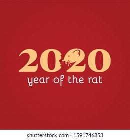 Chinese New Year 2020. Greeting card. Rat, traditional symbol by eastern calendar. Painting calligraphy. Year of the rat. Vector illustration