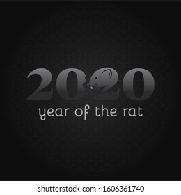 Chinese New Year 2020. Greeting card. Rat, traditional symbol by eastern calendar. Painting calligraphy. Year of the rat. Vector illustration