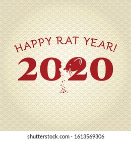 Chinese New Year 2020. Greeting card. Rat, traditional symbol by eastern calendar. Year of the rat. Vector illustration