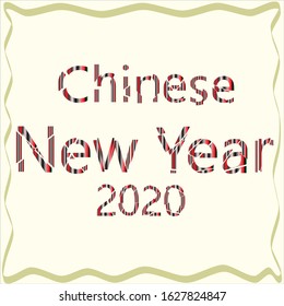Chinese New Year 2020 greeting card. Flat design style. Holiday concept banner template, decor element. Vector illustration.