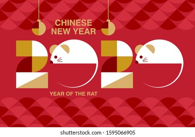 Chinese new year , 2020, Happy new year greetings, Year of the Rat, modern design, colorful, 
geometry