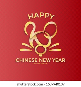 Chinese new year 2020, Happy year of the rat, Symbol, Logo, Icon design, Vector illustrator.