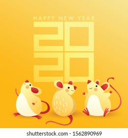 Chinese New Year 2020, year of mouse : card and banner template : Vector Illustration