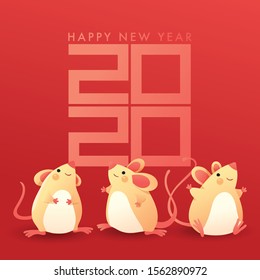 Chinese New Year 2020, year of mouse : card and banner template : Vector Illustration
