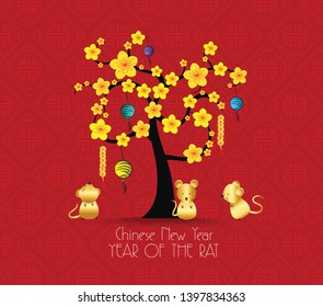 Chinese New Year 2020 - plum blossom Background. Year of the rat