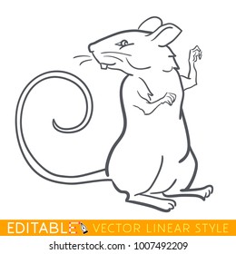 Chinese New Year 2020. Rat or Mouse zodiac sign. Editable stroke sketch icon. Stock vector illustration.