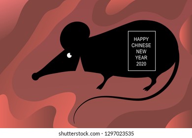 Chinese new year 2020, the year of the Rat - greeting card. Rat Illustration. 