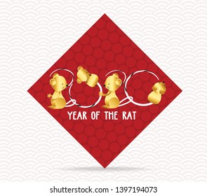 Chinese New Year 2020 rat greeting card background. Year of the rat
