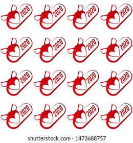 Chinese new year 2020 of the rat as a seamless pattern. Editable vector on a white background. Happy chinese new year 2020.