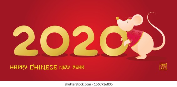 Chinese New Year 2020 Year of the Rat, Cartoon Character, Zodiac, Holiday, Greeting and Celebration