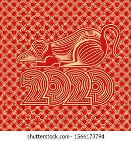 Chinese new year 2020. Year of the rat. Vector illustration