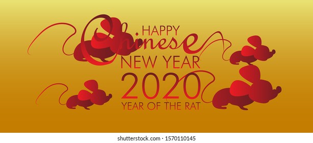 Chinese new year 2020 year of the rat template banner vector illustration in eps10