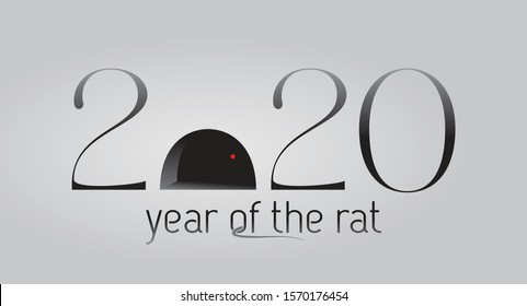 Chinese new year, 2020 year of the rat, mouse wall hole, vector illustration