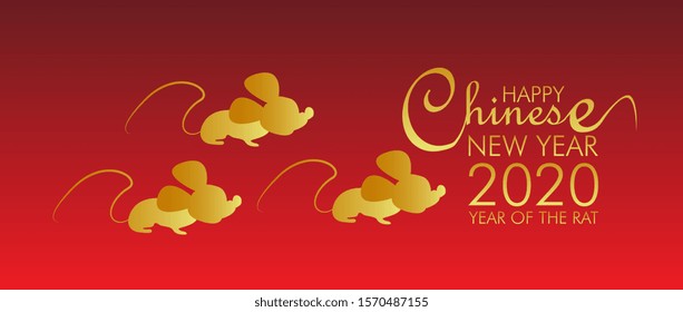 Chinese new year 2020 year of the rat template banner vector illustration in eps10