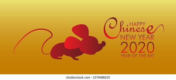 Chinese new year 2020 year of the rat template banner vector illustration in eps10