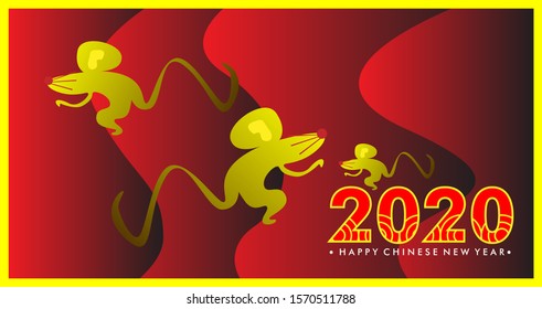 Chinese new year 2020 year of the rat template banner vector illustration in eps10
