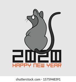 Chinese New Year 2020 year of the rat, two thousand twenty Text Design. Vector illustration.