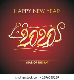 Chinese New Year 2020, Year of the rat zodiac sign. with Red and gold color combination, trendy and luxury design for banner, icon, greeting card etc.