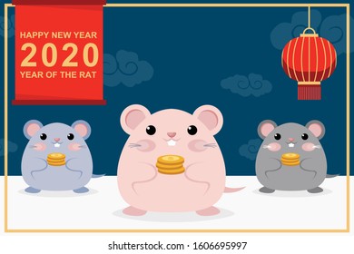 Chinese New Year 2020 Year of The Rat Banner Design