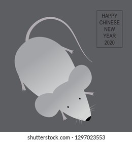 Chinese new year 2020, the year of the white metal Rat - greeting card. Rat Illustration. 