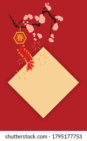 Chinese new year 2021 year of the cow, red and gold line art character, simple hand drawn asian elements with craft style on background. (Chinese translation: Happy chinese new year 2021, year of cow)