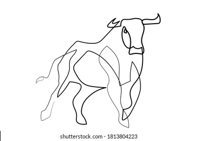 Chinese new year 2021 year of the cow, red and gold line art character, simple hand drawn asian elements with craft style on background. (Chinese translation: Happy chinese new year 2021, year of cow)