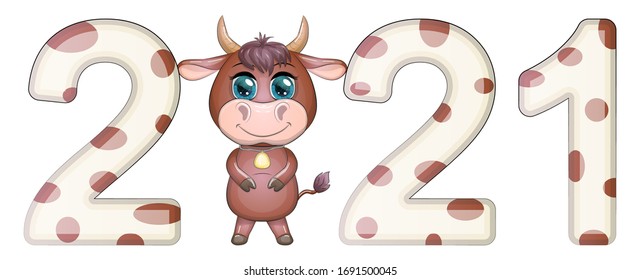 Chinese new year. 2021 New year. 2021 design. Chinese horoscope metal ox with 2021.