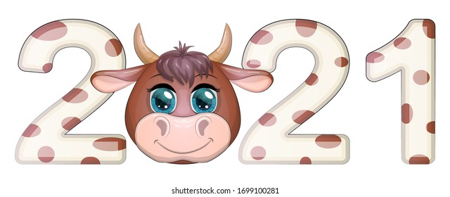 Chinese new year. 2021 New year. 2021 design. Chinese horoscope metal ox with 2021.