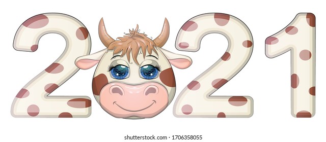 Chinese new year. 2021 New year. 2021 design. Chinese horoscope metal ox with 2021.