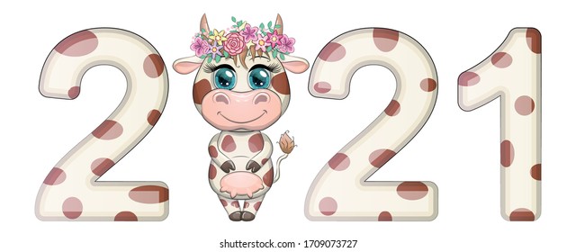 Chinese new year. 2021 New year. 2021 design. Chinese horoscope metal ox with 2021.