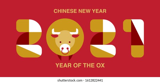 Chinese new year , 2021, Happy new year greetings, Year of the OX, modern design, colorful, cow,
geometry