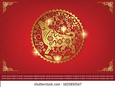 Chinese New Year 2021 ox design template background for Greetings Cards or Invitations. Vector Illustration