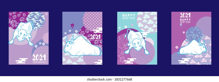 Chinese New Year 2021, year of the Ox vector design. Great for New year cards, banners, headers, party posters.