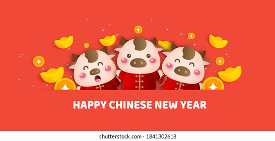 Chinese new year 2021 year of the ox banner .