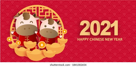 Chinese New Year 2021 Year Of The Ox Banner .