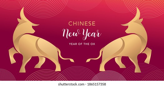 Chinese new year 2021 year of the ox, Chinese zodiac symbol of red cow. Chinese translation: Year of ox