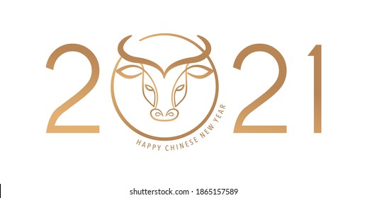 Chinese new year 2021 year of the ox, red cow, Chinese zodiac symbol. Vector background with traditional oriental decorations