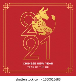 Chinese New Year 2021 Year of the Ox background vector illustration. Happy Chinese New Year 2021 vector background design. 2021 Chinese New Year Holiday celebration banner, background, greeting card