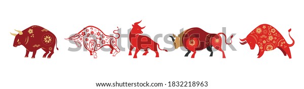 Chinese new\
year 2021 year of the ox, Chinese zodiac symbol, Chinese text says:\
Happy chinese new year 2021, year of\
ox