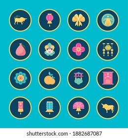 Chinese new year 2021 symbol set design, China culture and celebration theme Vector illustration