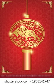 Chinese New Year 2021 Template Background for Greetings Cards or Invitations. Vector Illustration