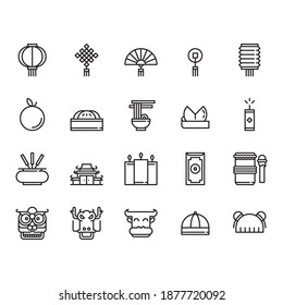 Chinese new year 2021 vector icon set perfect for UI user interface or illustration for website, app and social media posting