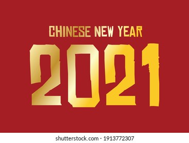 Chinese New Year 2021 vector with gold letters