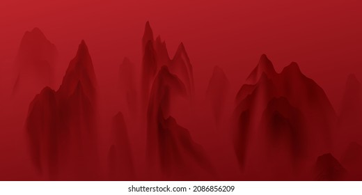 chinese new year 2022 chinese ink painting Beautiful high mountains with modern design.