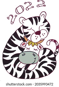 Chinese new year 2022 symbol tiger see off current year symbol. Chinese zodiac symbol. Tiger hug bull. Tiger and ox.
