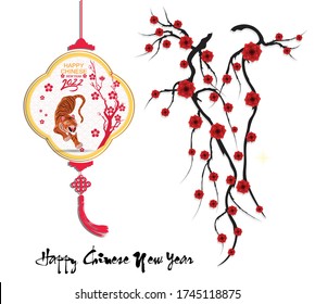 Chinese new year 2022 - year of the Tiger. Lunar New Year banner design template.  Zodiac sign. Abstract flower texture.  Horoscope symbol 2022 