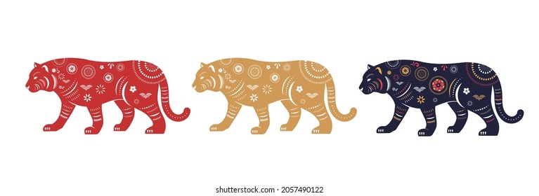 Chinese new year 2022 year of the tiger - Chinese zodiac symbol, Lunar new year concept, modern background design