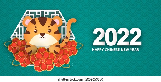 Chinese new year 2022 year of the tiger banner .